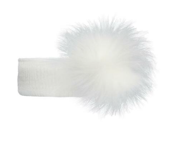 Pom Pom Envy Hair Band White