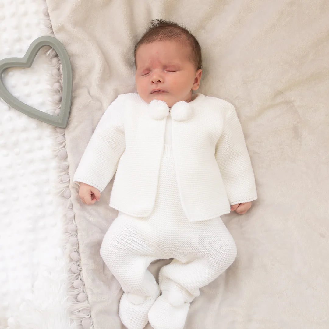 Dandelion White Pom Pom Knitted Set