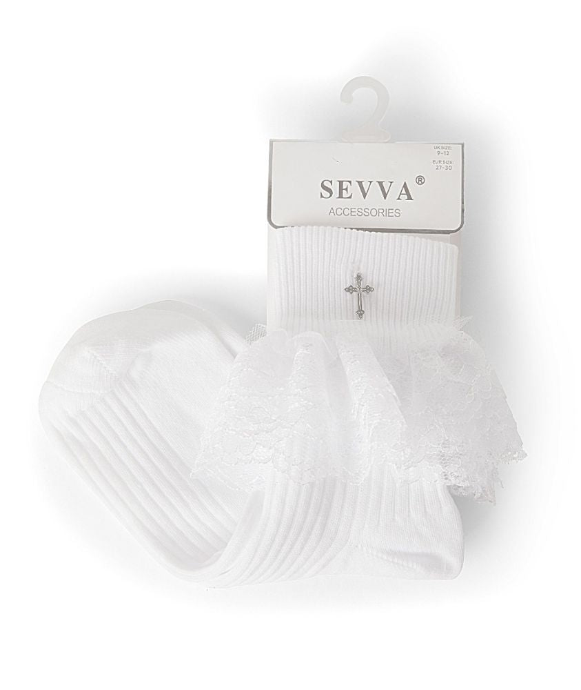 Sevva Girls Communion Frilled Socks