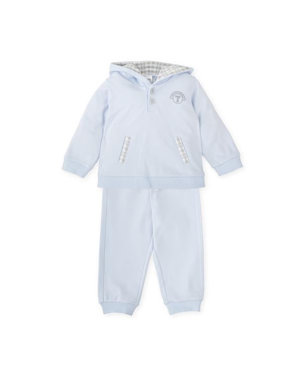 Tutto Piccolo Boys Hooded Sky Blue/Check Tracksuit AW25