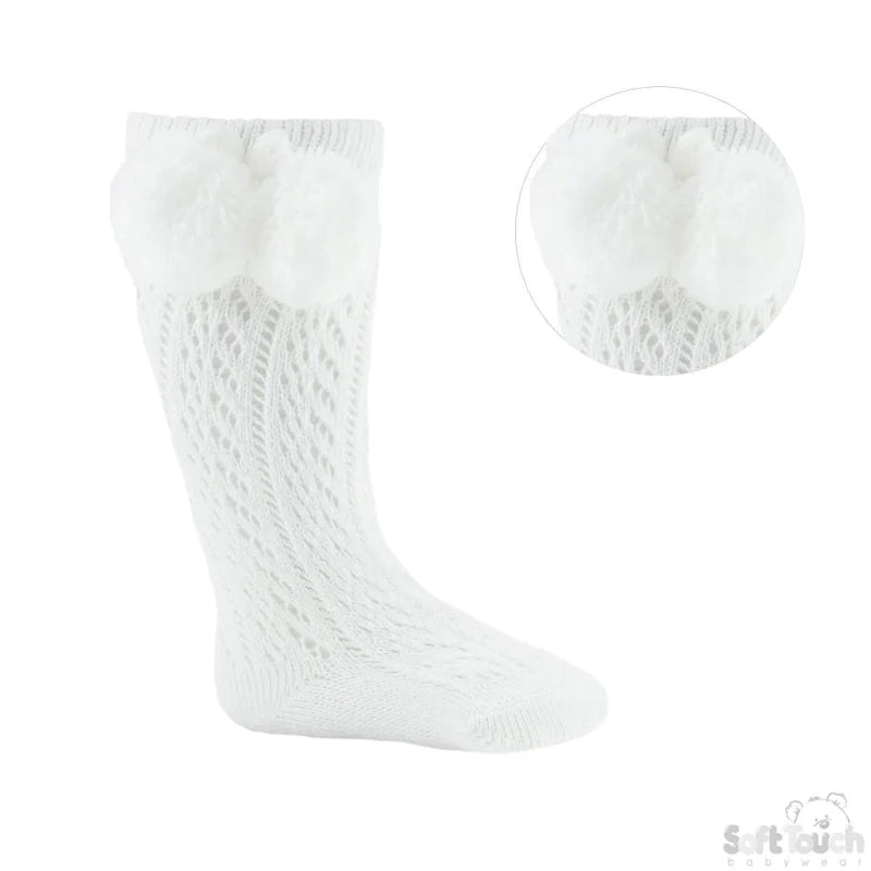 Soft touch Knee High Socks Pom Pom Pereline