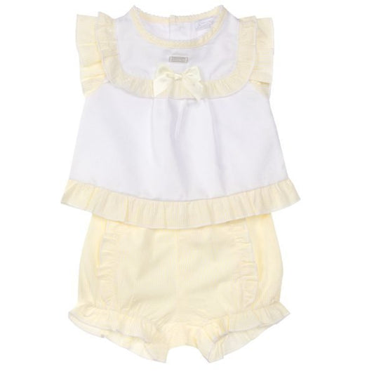 Amore Girls Lemon/White Bloomer Set SS25