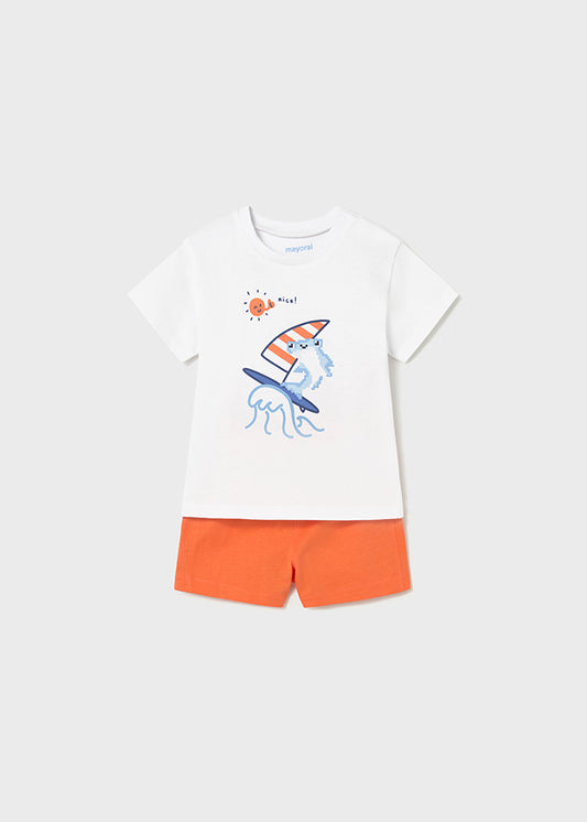 Mayoral Boys Orange Short Set SS26