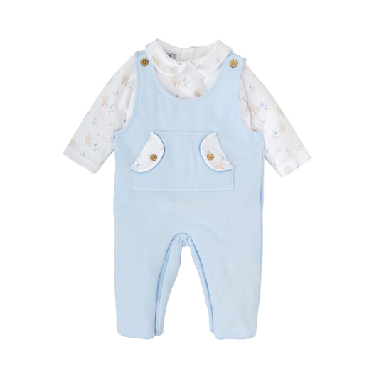 Babidu Boys Blue Dungaree Set With Pocket AW25