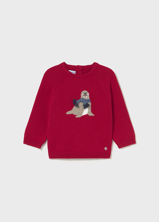 Mayoral Boys Knitted Red Animal Jumper AW25