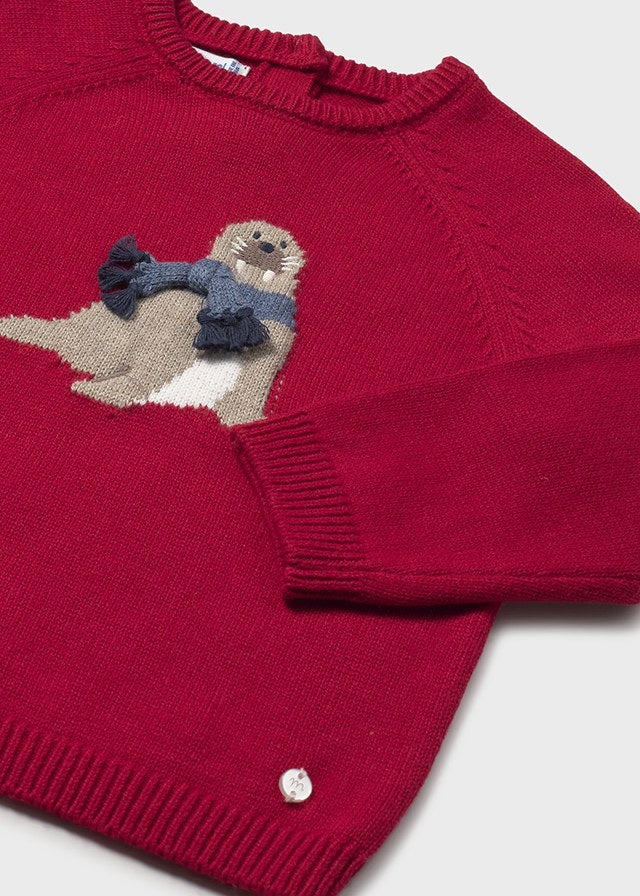 Mayoral Boys Knitted Red Animal Jumper AW25