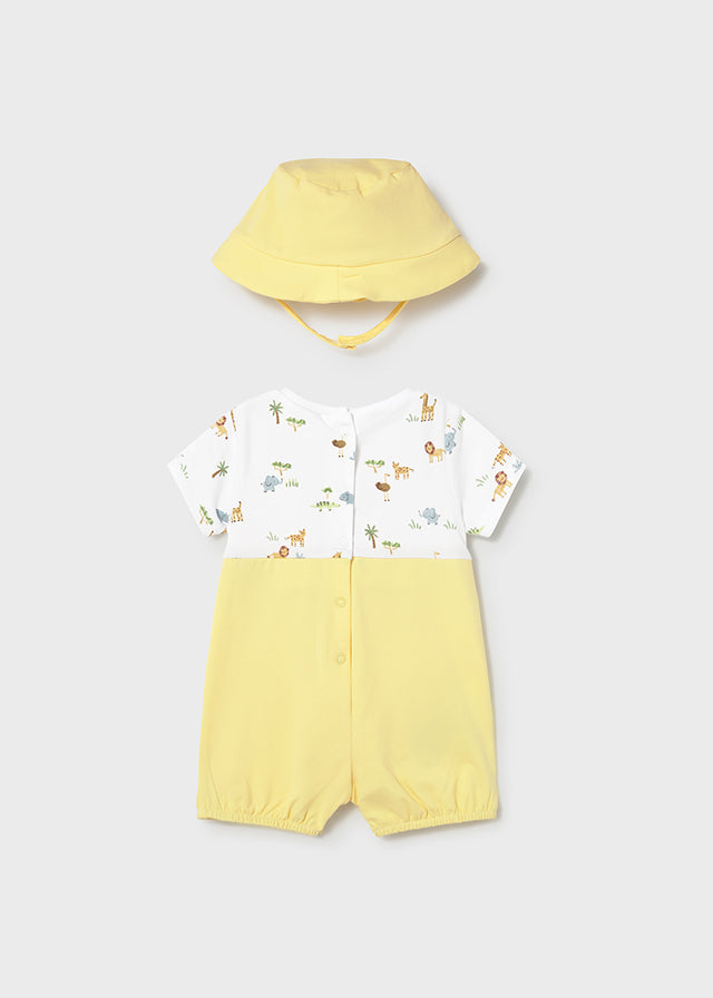 Mayoral Baby Lemon Mock Dungaree With Hat SS26