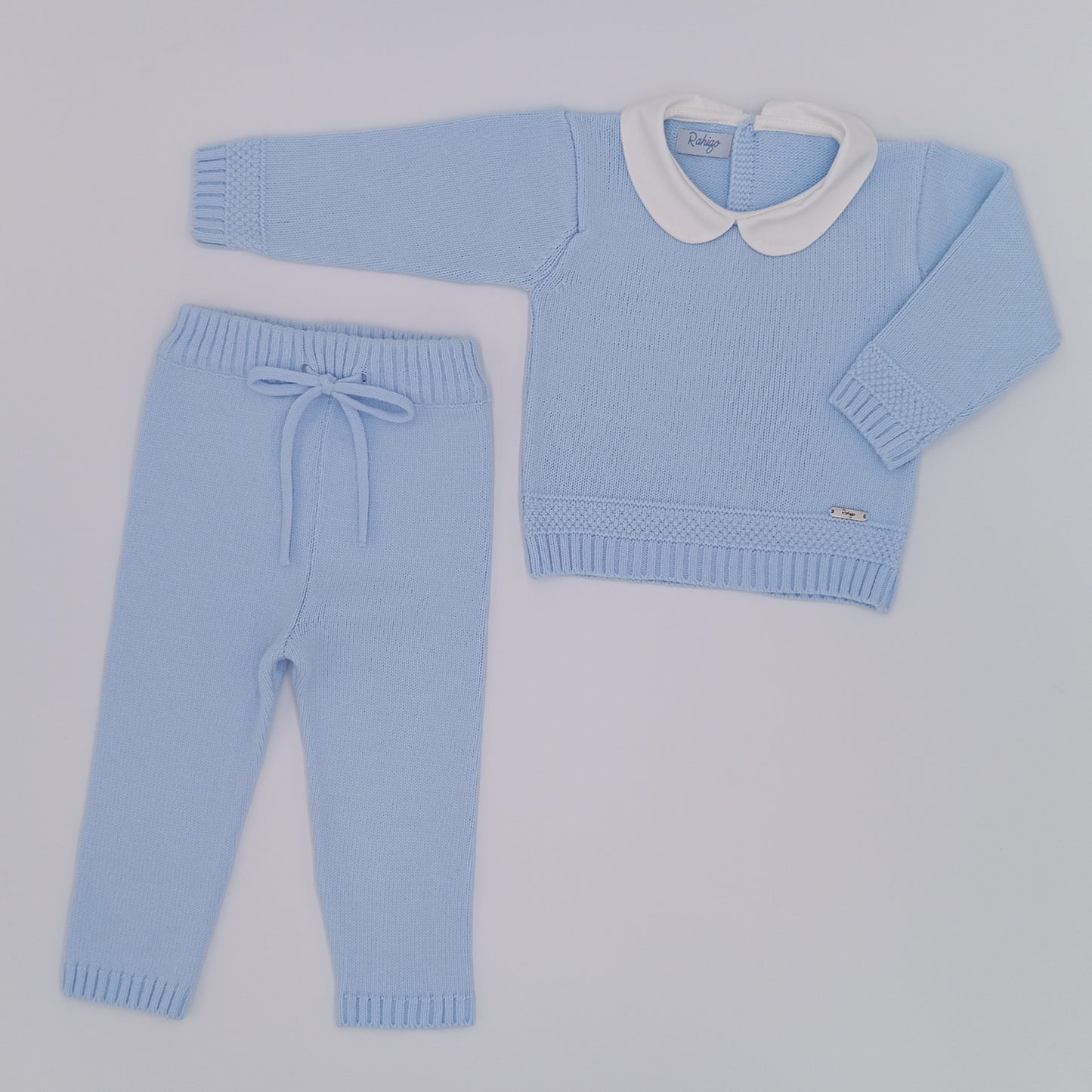 Rahigo Boys Blue 2 Piece Knitted Set With Collar AW24