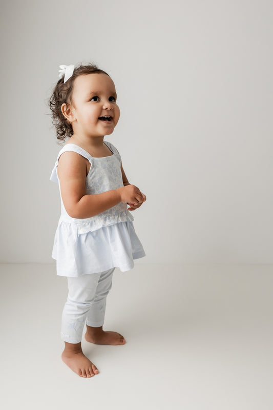 Pastels & Co Girls India Blue Sun Top & Leggings SS25