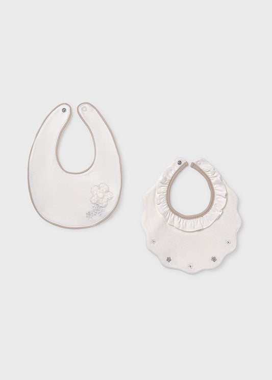 Mayoral Cream Bibs With Scalloped/Frilled Edge AW25