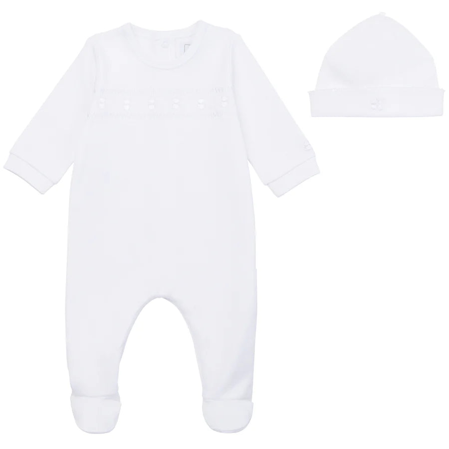 Emile Et Rose Unisex White Babygrow and Hat SS25 Heath