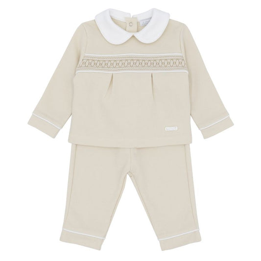Amore Boys Beige Smocked 2 Piece Set AW25