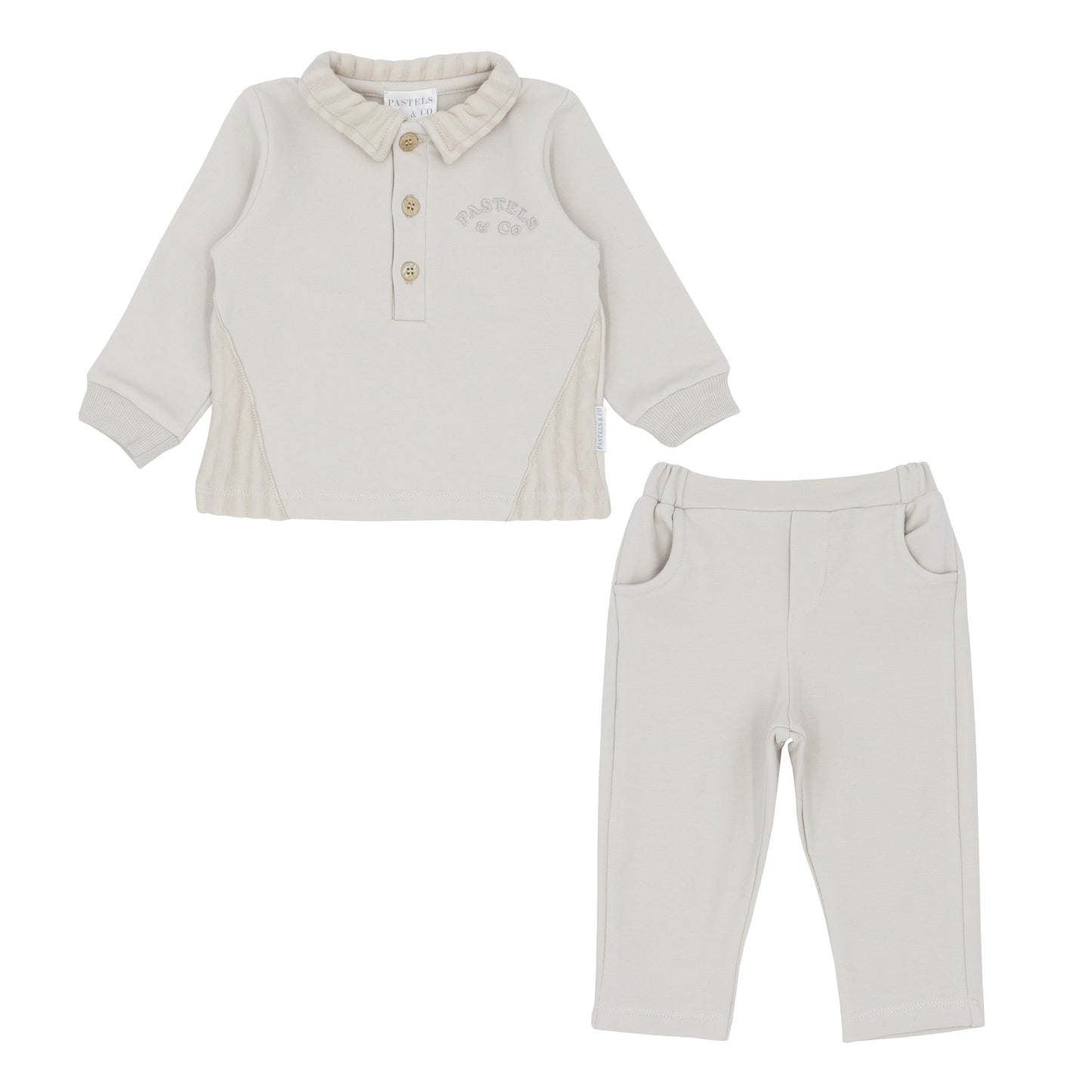 Pastels & Co Boys Beige Polo Top & Trouser Set ULRICH AW24