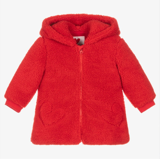 Agatha Ruiz De La Prada Girls Red Faux Fur Hooded Jacket AW