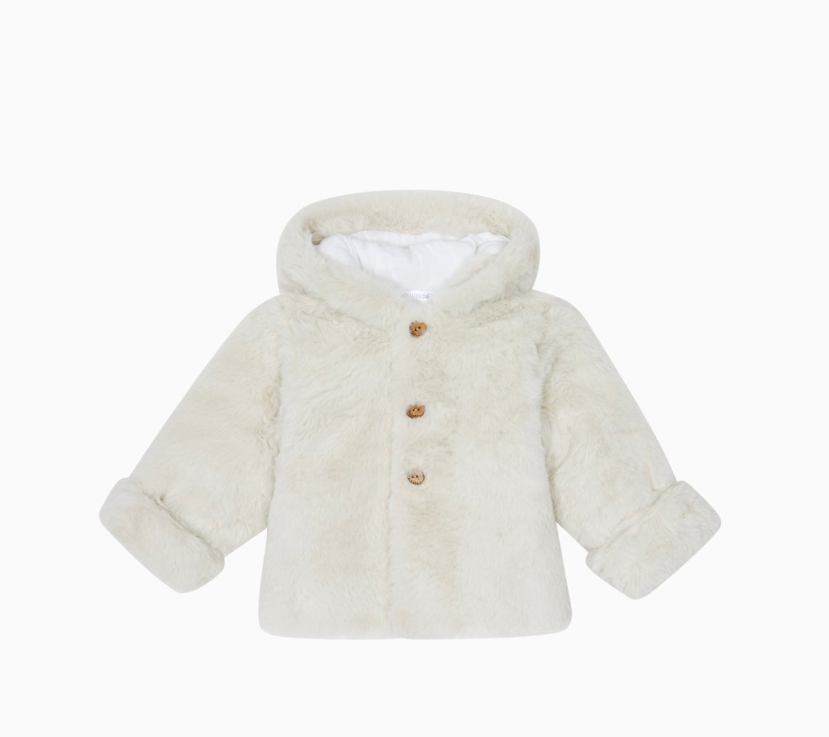 Deolinda Girls Fur Teddy Coat in Beige AW25