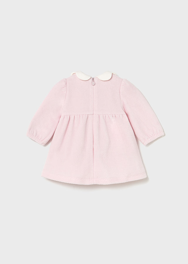 Mayoral Baby Girls Pink Velour Dress AW25