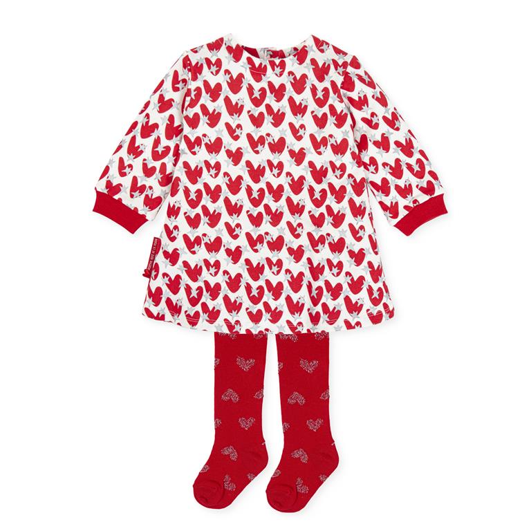Agatha Ruiz De La Prada Girls Red Heart Dress and Tights AW