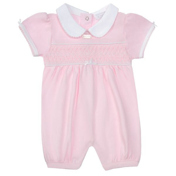 Amore Girls Pink Smocked Romper SS25