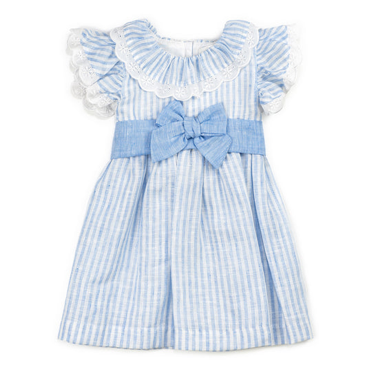 Coccodé Girls Blue Stripe Linen Dress SS24