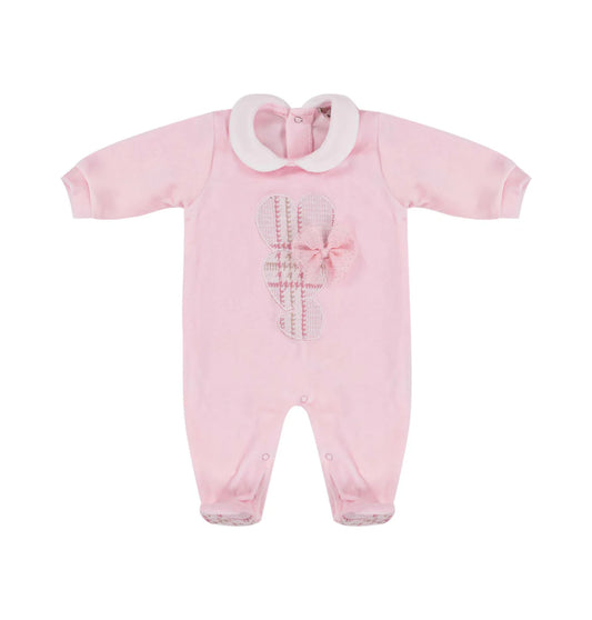 EMC Girls Pink Velour Babygrow AW24