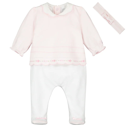 Emile Et Rose Girls Scalloped Babygrow and Hairband SS25 Betty