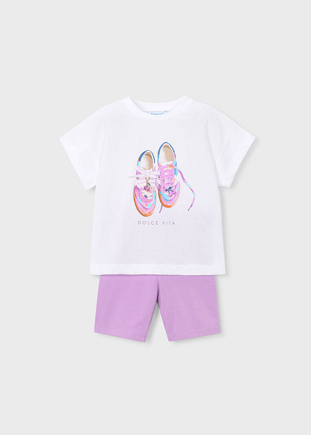 Mayoral Girls Short Set Shoe Design (Lilac) SS26
