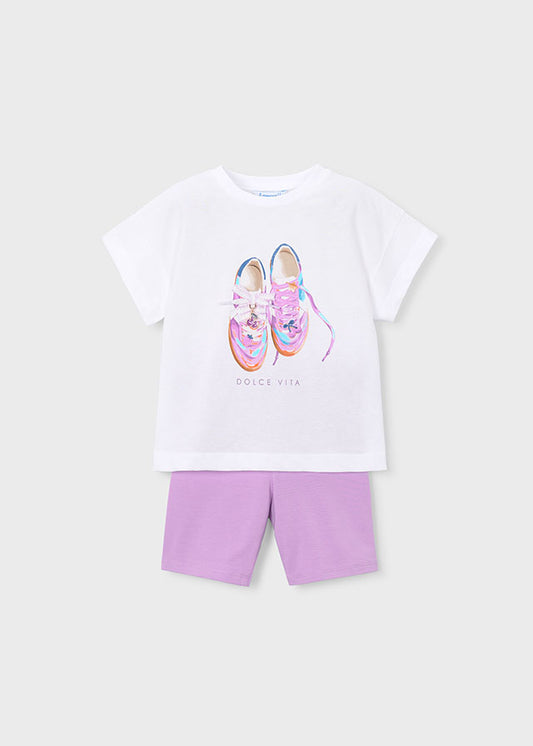 Mayoral Girls Short Set Shoe Design (Lilac) SS26