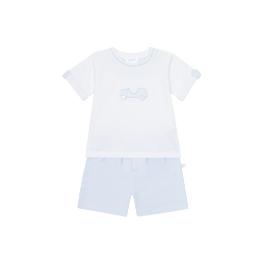 Deolinda Boys Short Set in Sky Blue/White (Lino) SS25