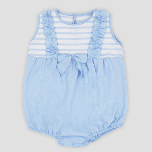 Rapife Girls Blue Stripe Bow Romper SS25