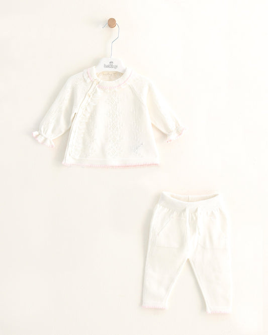 Leo King Girls White and Pink Trouser Set