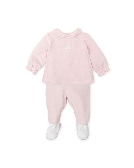 Tutto Piccolo Girls Velour 2 Piece Set with Feet AW24