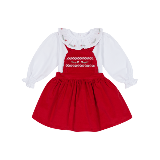 Deolinda Red Pinafore And Blouse Set AW24