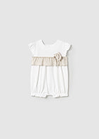 Mayoral Girls Beige Stripe Romper SS25