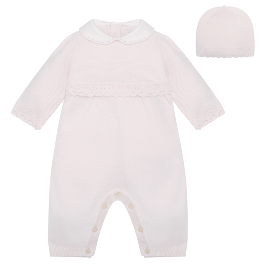 Emile Et Rose Girls Pink Knitted Romper With Hat Kat AW25