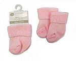 Tiny Chick Prem Rollover Baby Socks in White Pink or Blue