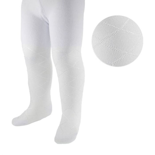 Soft Touch White Tights With Diamond Embroidery