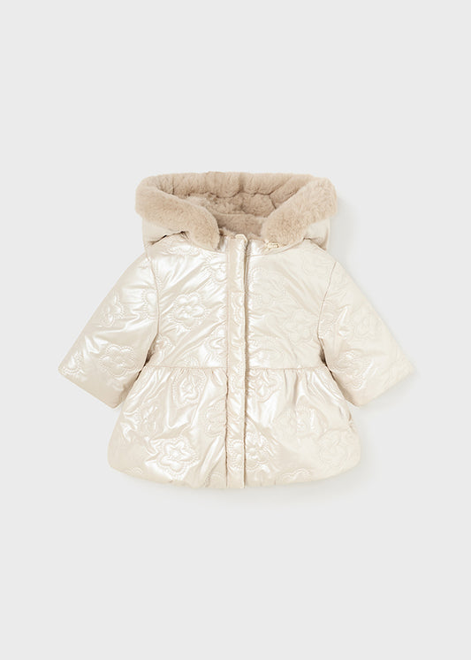 Mayoral Girls Reversible Jacket in Pink or Cream Shimmer AW24