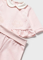 Mayoral Girls Velour Winter White Or Pink 2 Piece Set With Feet AW25