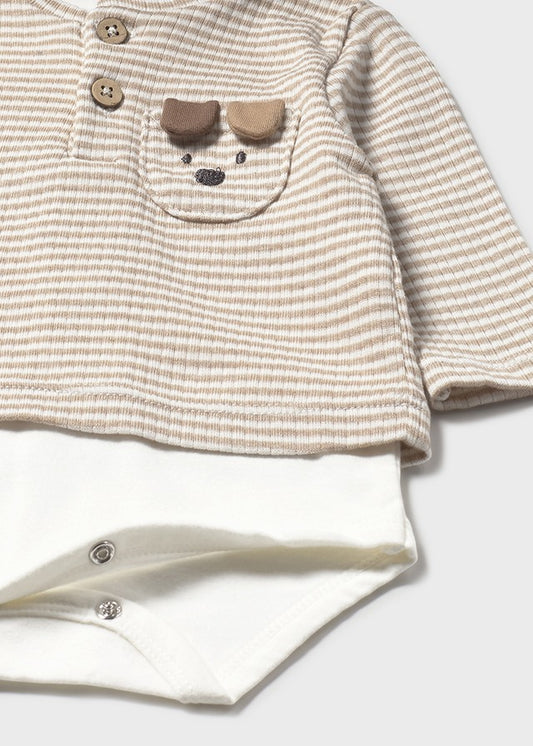 Mayoral Baby Boys Ribbed Bodysuit And Leggings Cream/Beige AW25