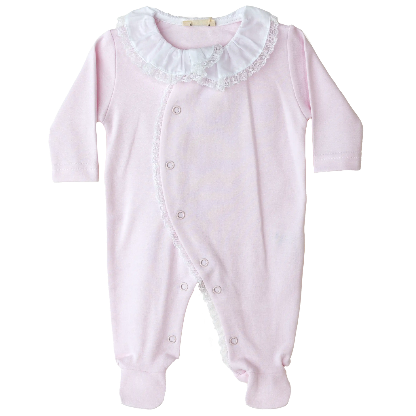 Baby Gi Girls Pink Baby Grow with Lace SS24