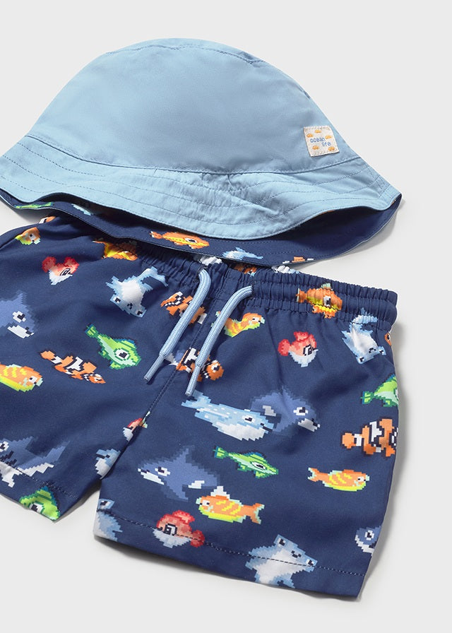 Mayoral Boys Swim Shorts And Sunhat Set UPF 40+ SS26