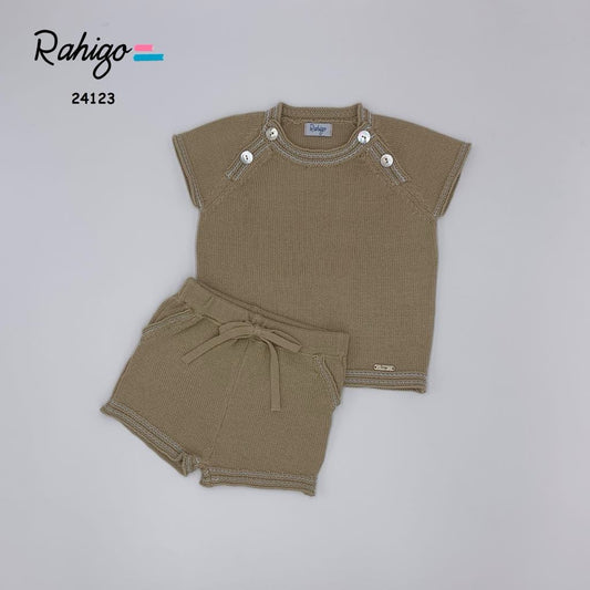 Rahigo Boys Camel Knitted Short Set SS24