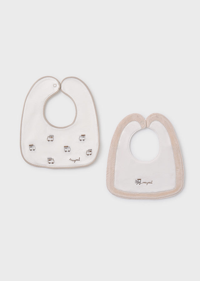 Mayoral Boys 2 Pack Velour Cream Bibs AW25