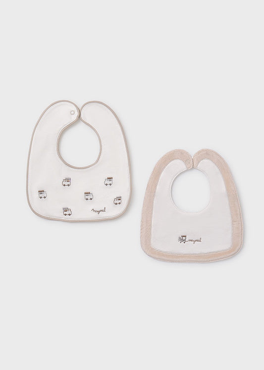 Mayoral Boys 2 Pack Velour Cream Bibs AW25