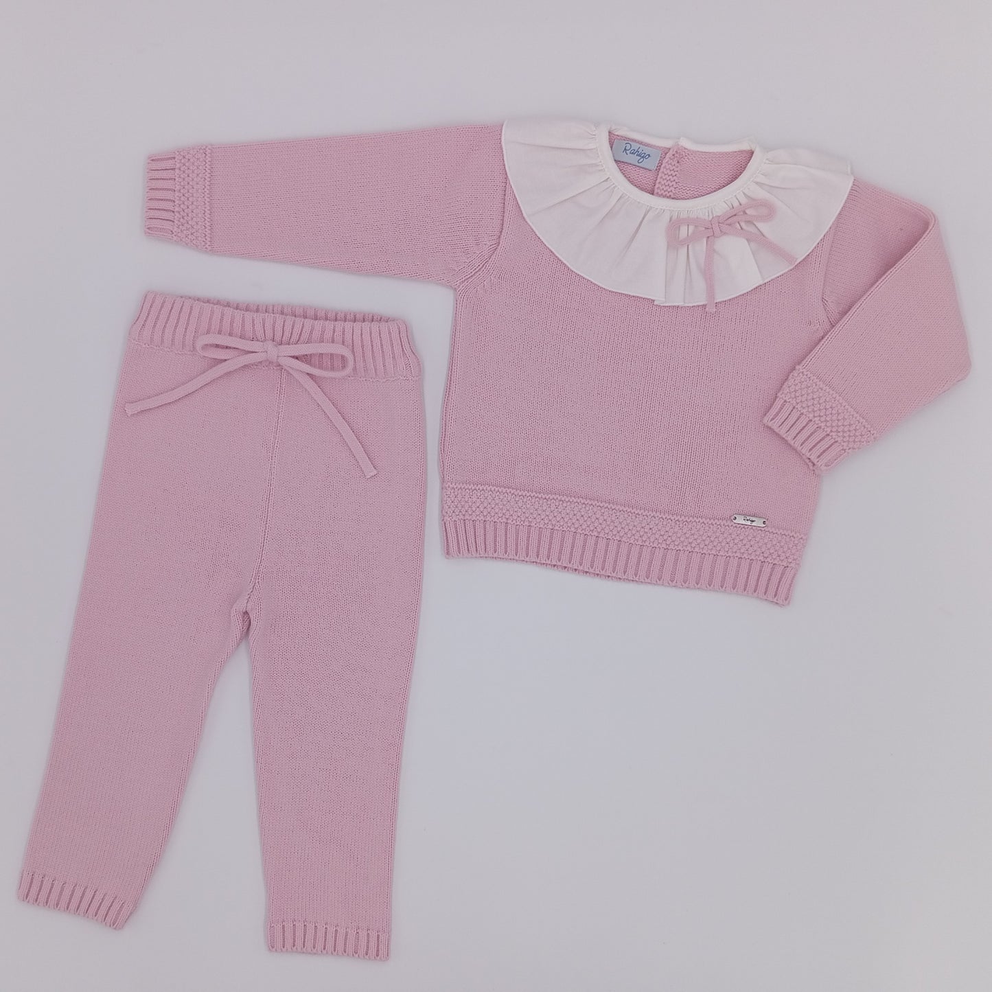 Rahigo Girls 2 Piece Jumper and Trouser Set Pink/White AW24