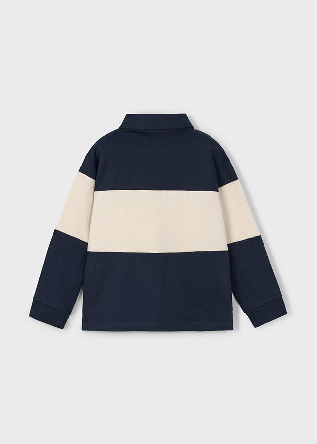 Mayoral Boys Long Sleeve Polo Shirt Nav/Beige AW25