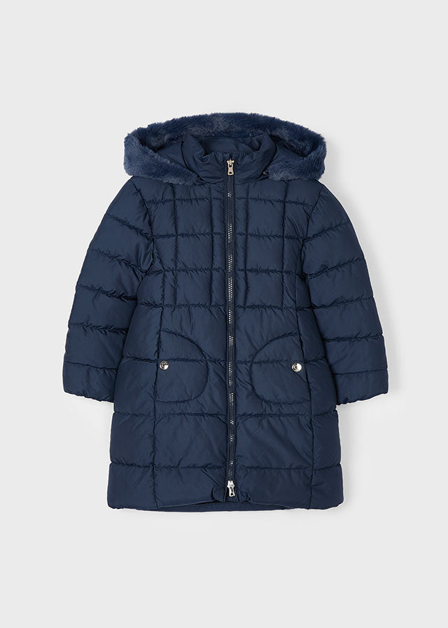 Mayoral Girls Navy Long Coat AW24