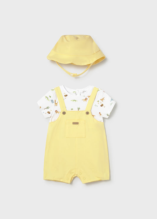 Mayoral Baby Lemon Mock Dungaree With Hat SS26