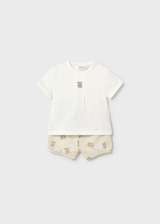 Mayoral Baby Teddy Short Set in Beige SS26