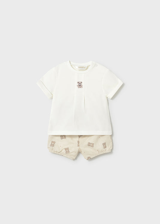 Mayoral Baby Teddy Short Set in Beige SS26